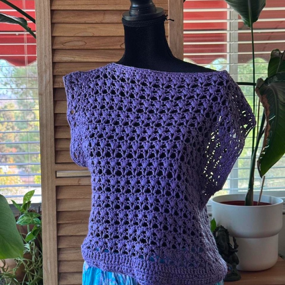 Handmade Crochet Purple Shell Top